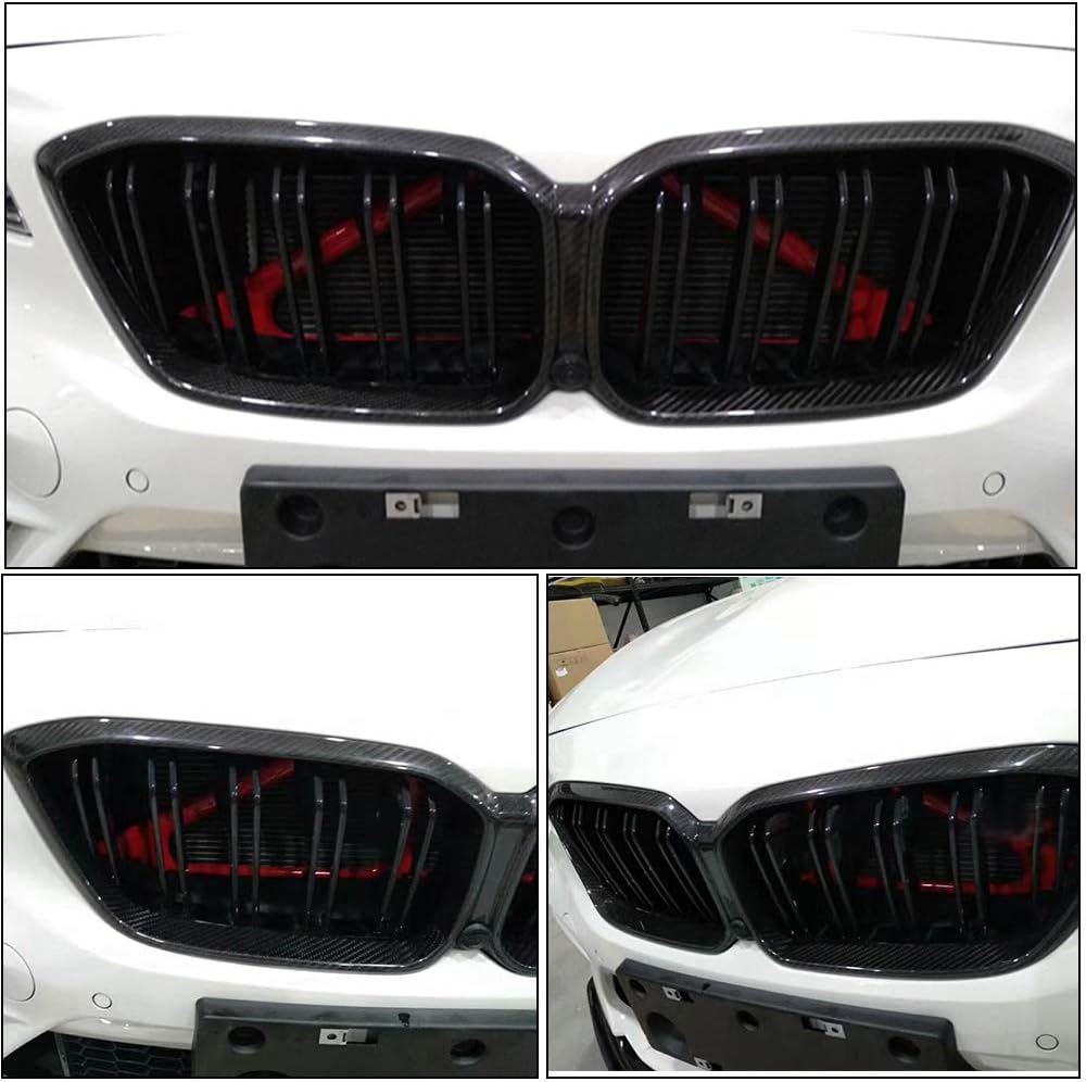 Front Grille Outline fits BMW 2 Series F87 M2 Competition Coupe 2018-2020 Factory Outlet Real Dry Carbon Fiber CF Bumper Grill Trim Frame Decoration Emblem Sticker