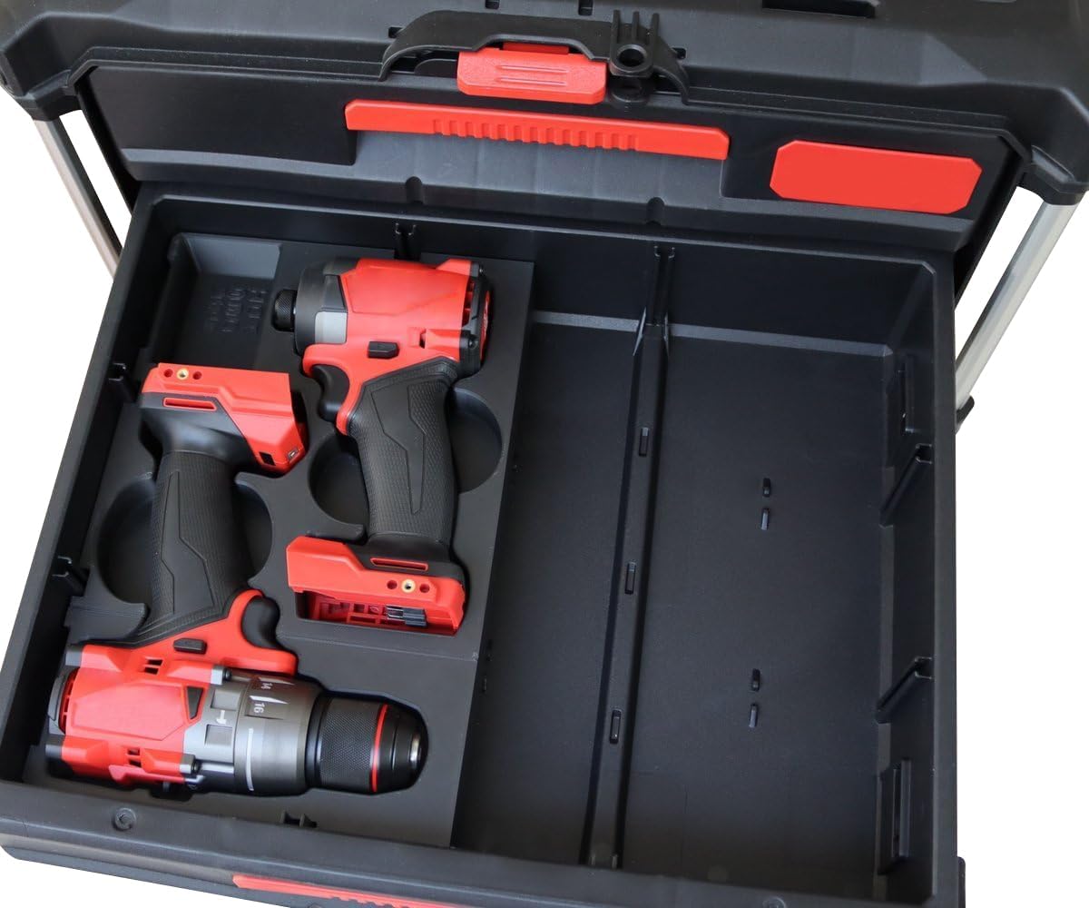 Compatible with MILWAUKEE Packout - 3D Printed PLA+ Insert for Gen4 Impact and Drill | Organiser for 2 & 3 Drawer Packout - Ready Delivered & Perfect Fit (Impact Gen4 / Drill)