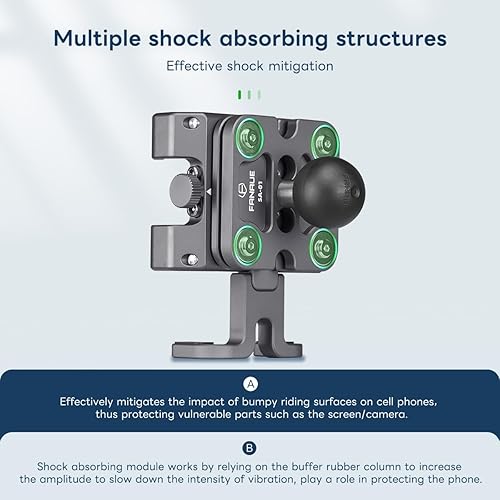 Miniatura 5 de FANAUE Soporte de teléfono antirrobo de aluminio para motocicleta con amortiguador de vibraciones para manillar de bicicletaATVUTVscooter,