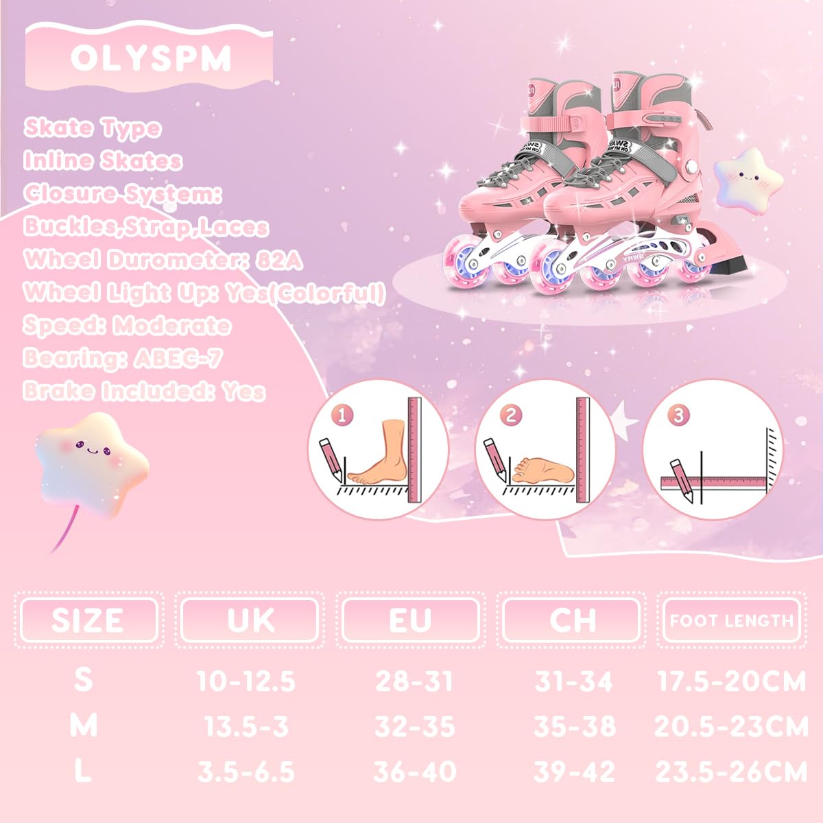 Roller Femme Roller Enfant Fille,Coque entièrement protectrice,Taille réglable en Ligne de Rollers en Ligne à Roues Lumineuses,Roller Enfant Garcon