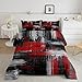 Feelyou Red Black and Grey Comforter Geometric Artistic Smear Comforter Set Abstract Graffiti Art Bedding Set Contemporary Modern Brush Design Duvet Set Room Decor Quilt Set Twin Size
