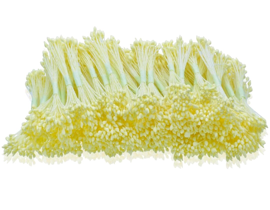 700PCS Pipe Cleaner for Craft Flower, Artificial Pollen Flowers, Flower Making Materials for Craft, Artificial Flowers for Handmade Floral Decorations Light Yellow Small Round-image-46