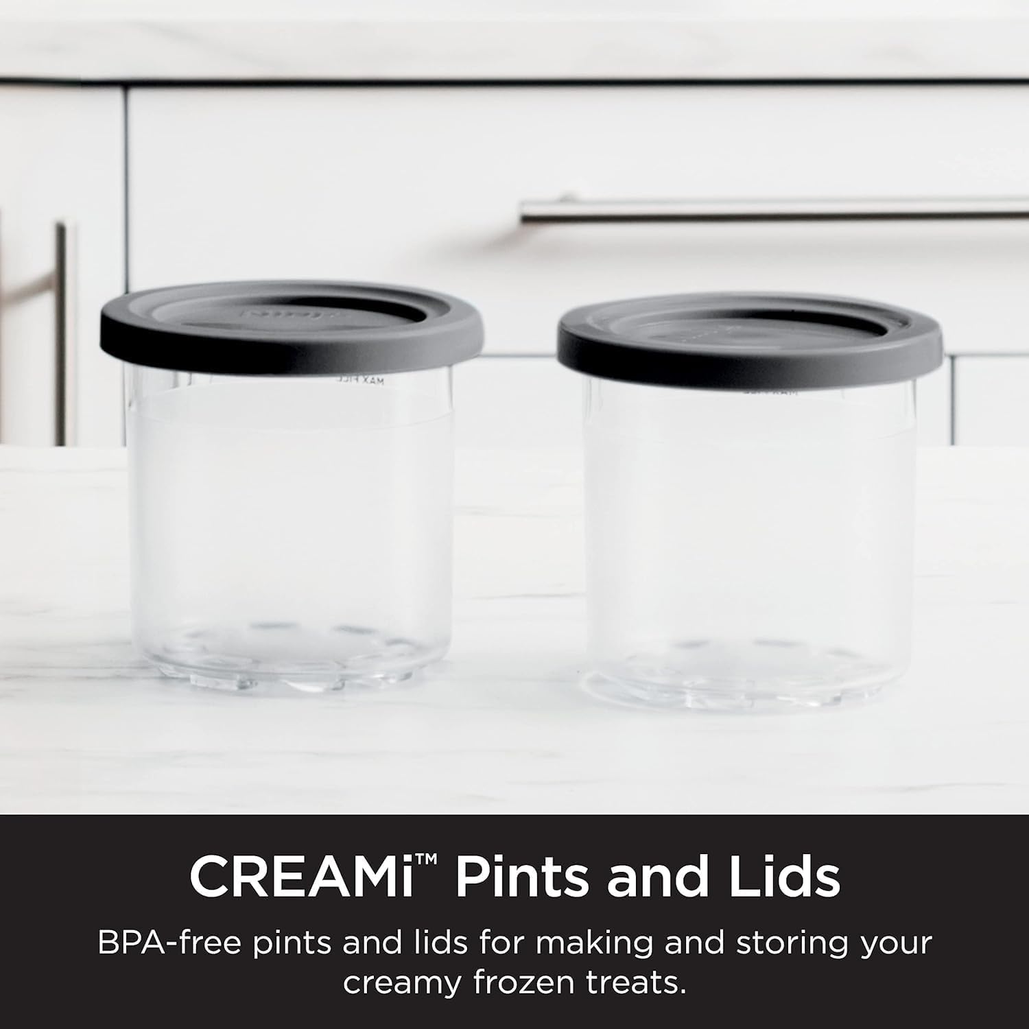 Ninja XSKPNTLD2C, Pints and Lids for CREAMi Ice Cream Maker, 2 Pack, Clear/Grey (Canadian Version)