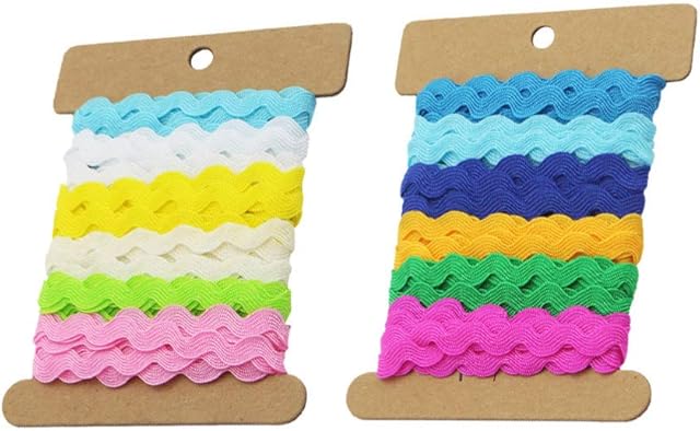 Healifty 2 Roll Rick Rack Trims Colorful Polyester Trim Ribbons DIY Craft Ribbon for Sewing Gift Wrapping Home Birthday Wedding Party Decoration 8mm Style 2