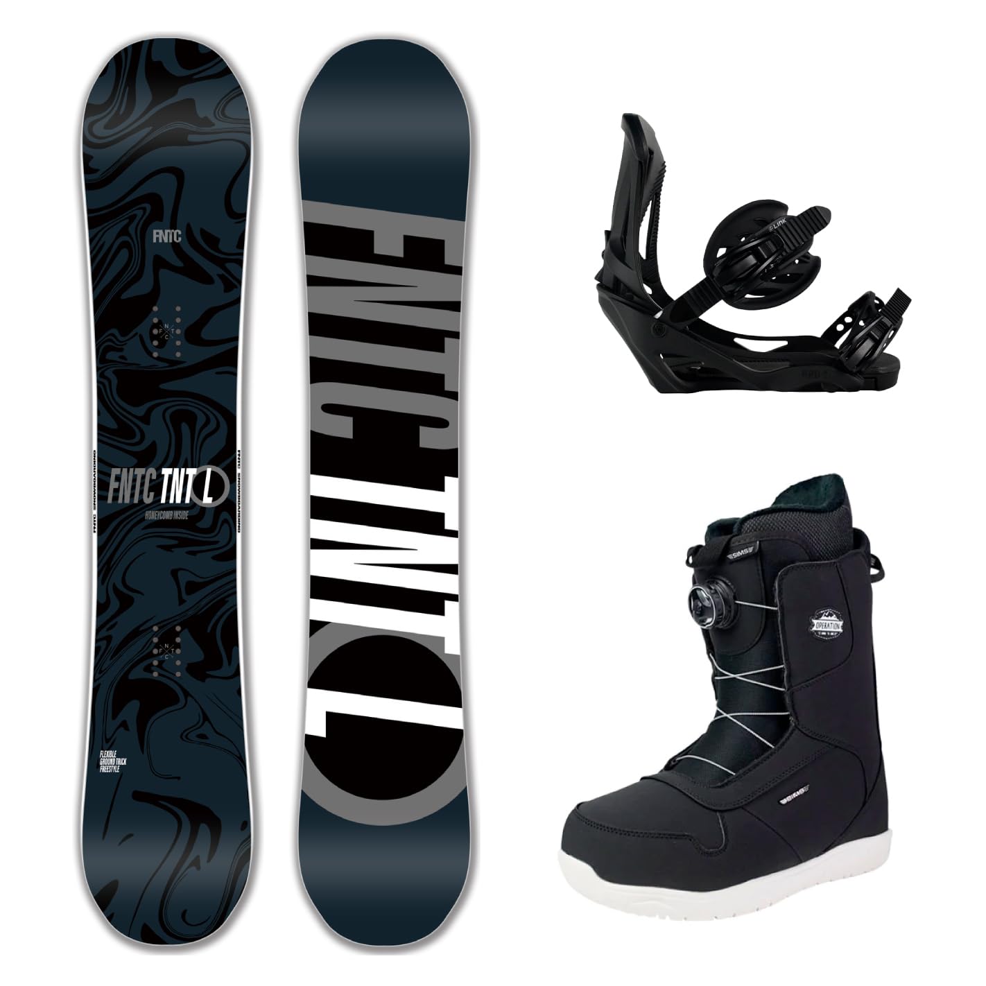 【スポイチ】25-26 BIN取付無料 FNTC 3点セット TNT L Black LINK GRD-2 SIMS OPERATION スノーボード 板 スノボ エフエヌティーシー 黒 シムス BOA メンズ 2526 モデル 国内正規品