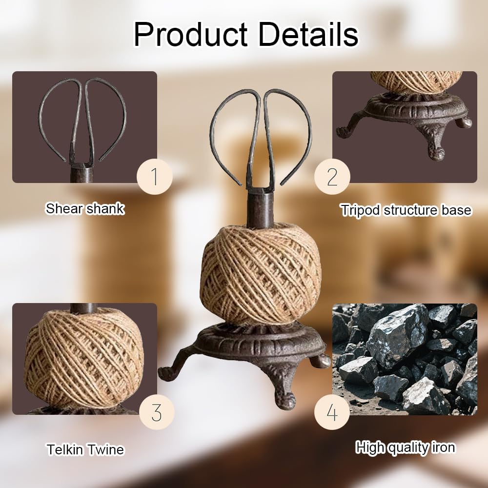 Cast Iron Decor Telkin Twine and Vintage Scissors Set Sewing Room Decor Twine Holder Scissor Holder