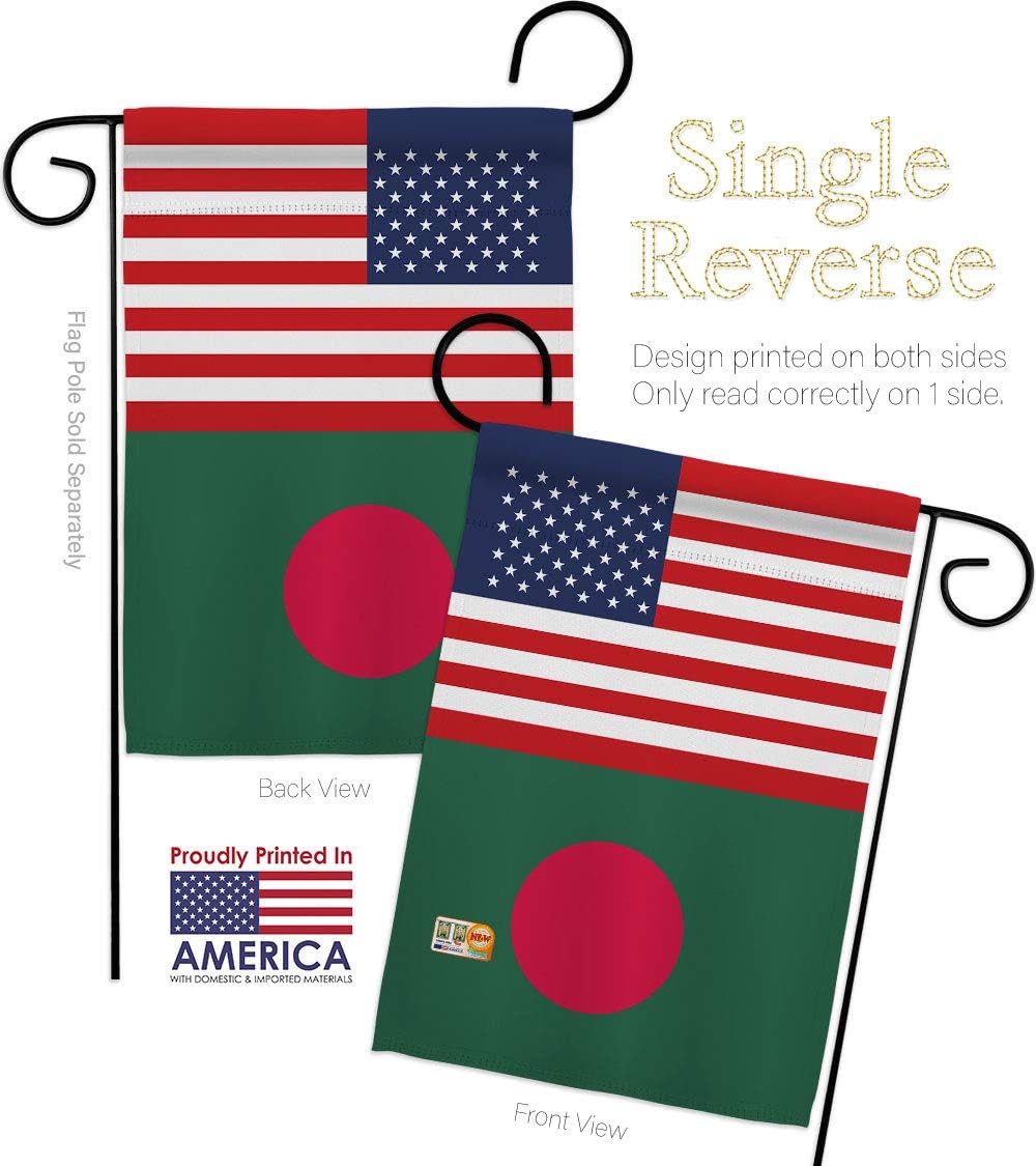 Bangladesh US Friendship Garden Flag Set Wall Holder Regional USA American Alliance World Country Particular Area Small Decorative Gift Yard House Banner Made In 13 X 18.5