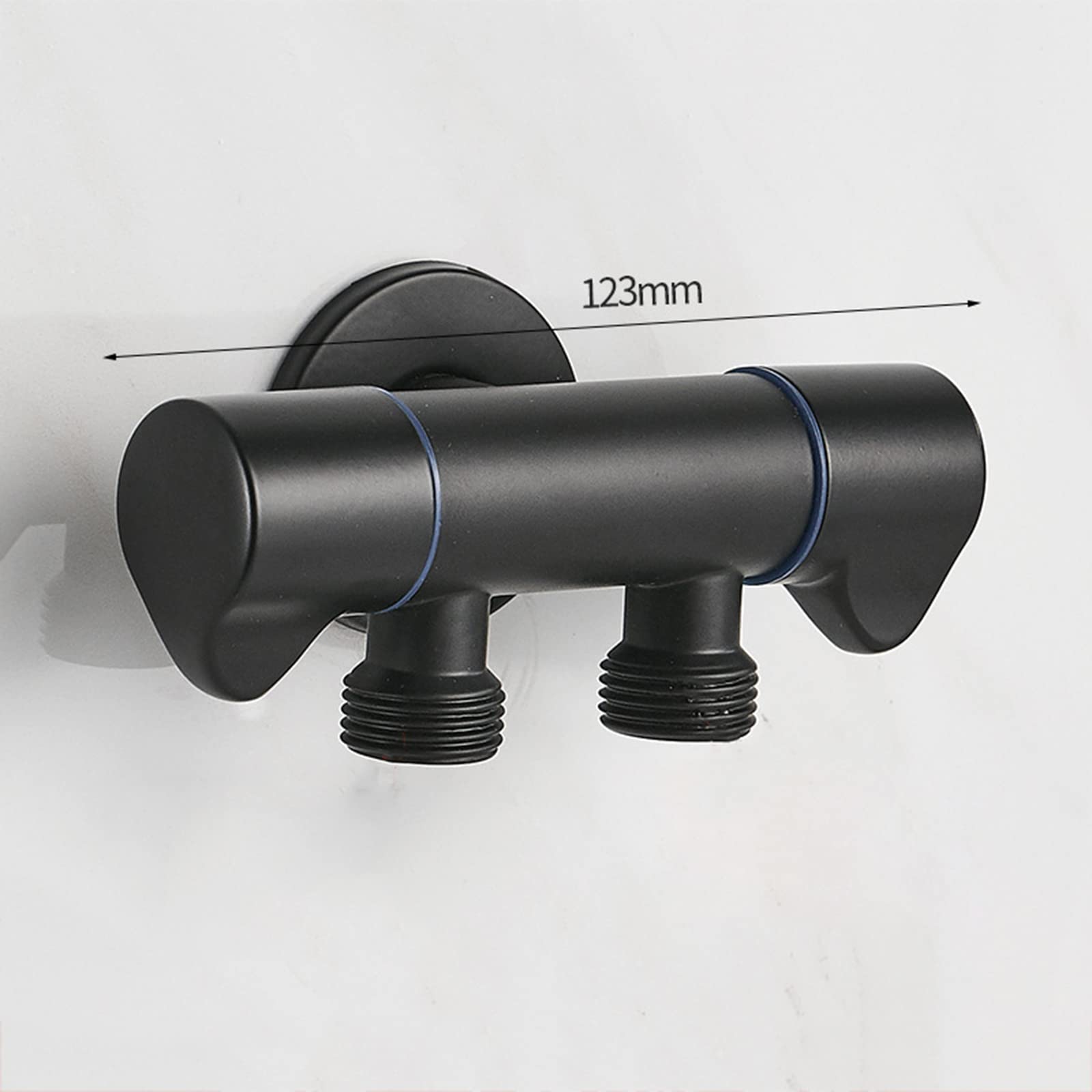 Doppelauslass Messing Garten Wasserhahn 1/2 Zoll Dual Control Kugelhahn Wasserhahn Outdoor Waschmaschine Schlauchanschluss Langlebig Schwarz Eckventil für Spülmaschine & Garten
