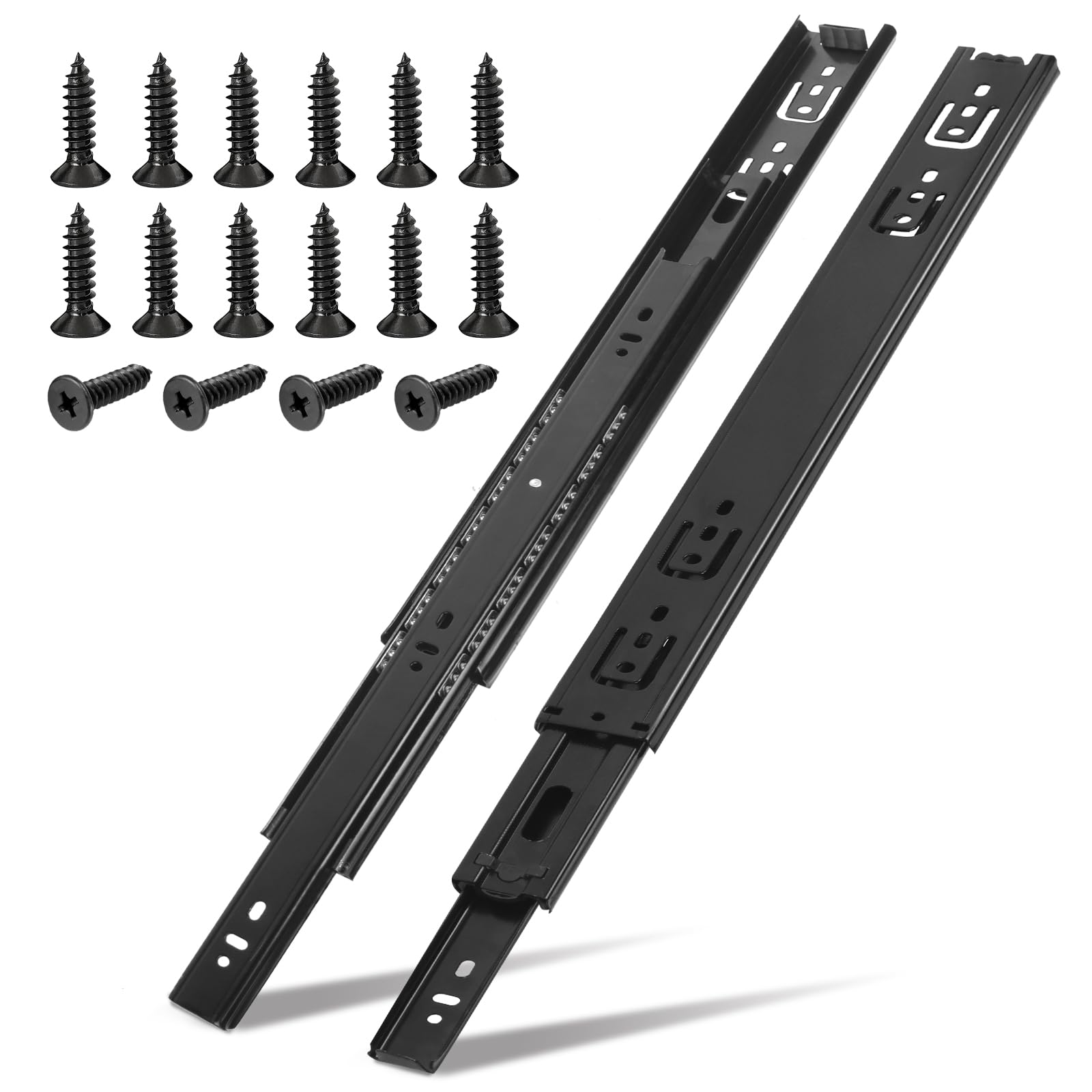 2PC 18IN Soft Close Drawer Runners Drawer Slides 450mm Heavy Duty Draw Sliders Silent Bedroom Cabinet Replacement Black Draw Runners Side Mount