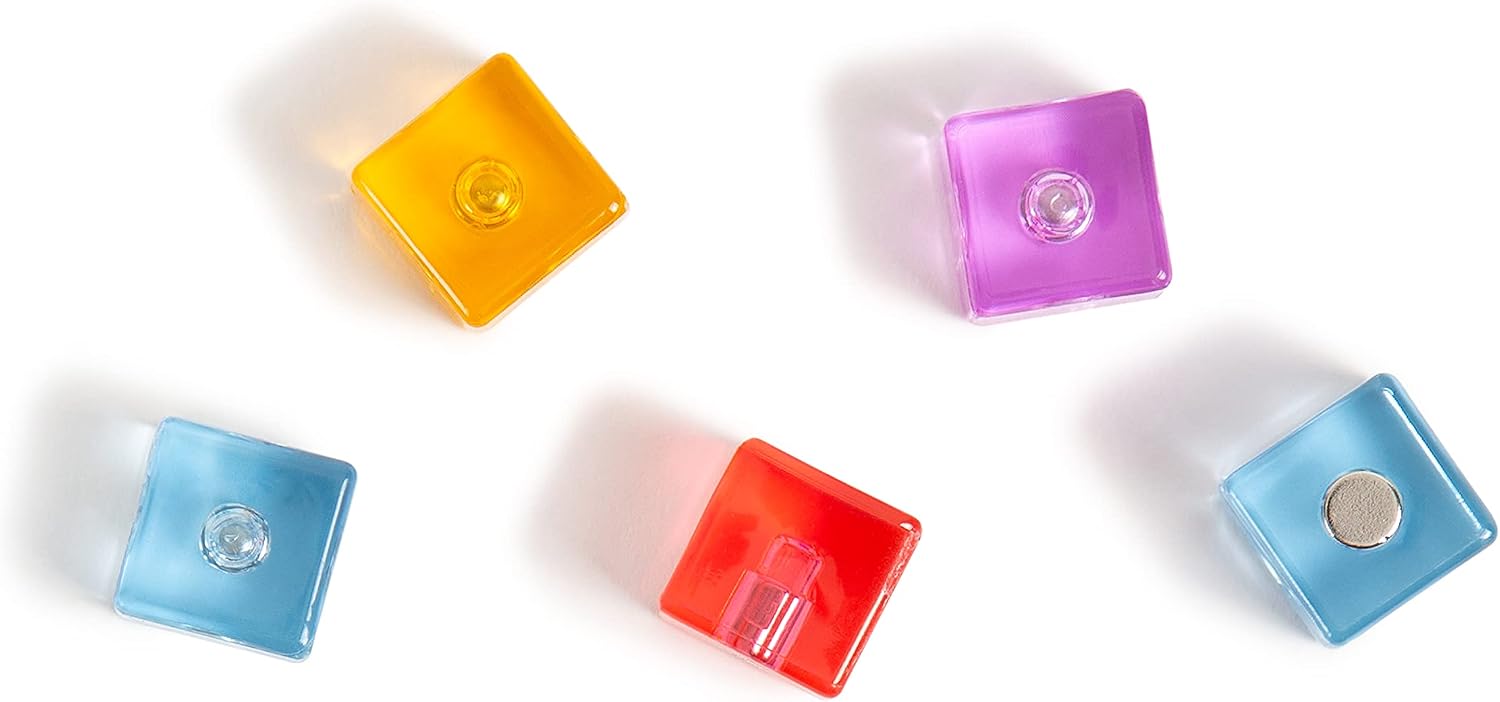 U Brands Neodymium Cube Magnets, Office Supplies, Assorted Colors, 0.5, 24 Count