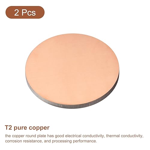 Miniatura 15 de uxcell Hoja de cobre puro, 4 piezas de 2 x 0.04 pulgadas, calibre 18 T2, placa redonda de metal de cobre para manualidades, reparaciones eléctricas