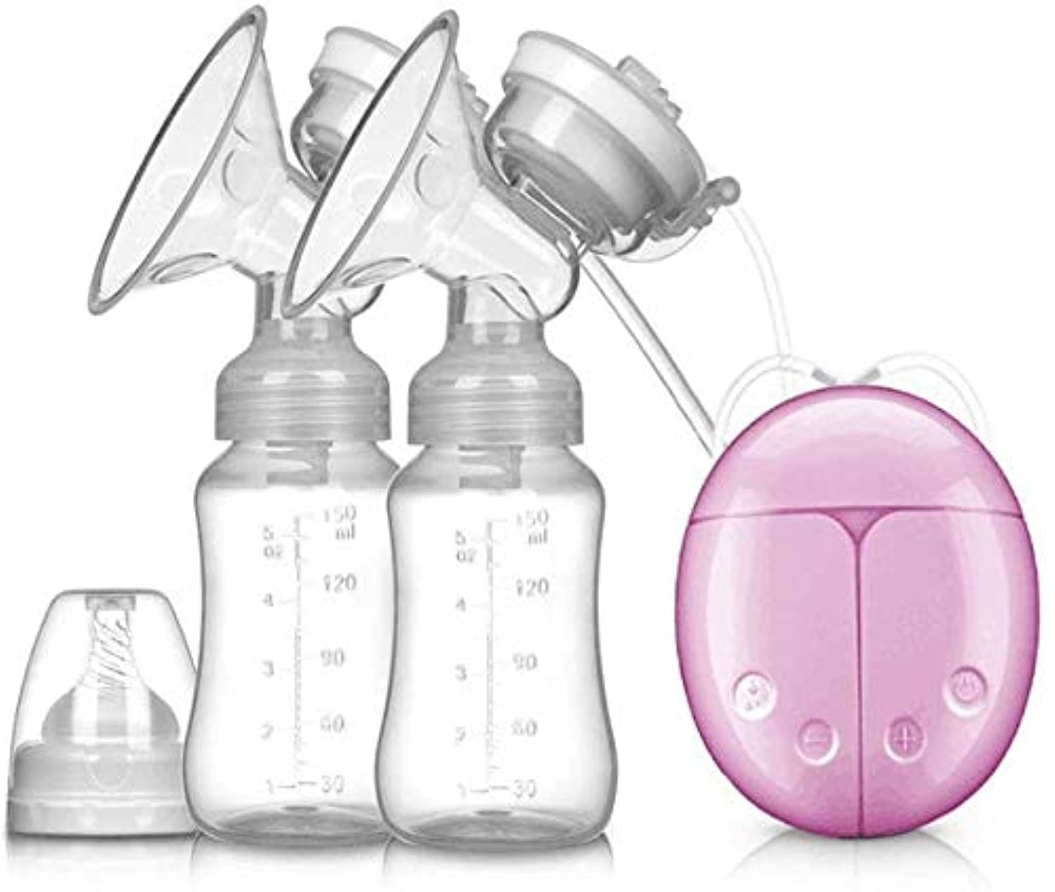 Homarket Double Electric Breast Pump With Milk Bottle Infant USB BPA free Powerful Breast Pumps Baby Breast (Feeding Pink)