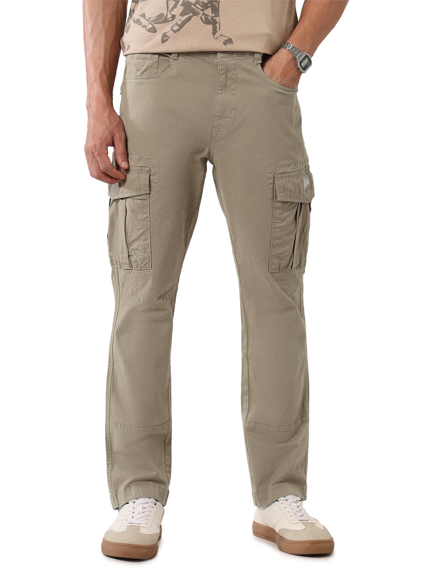 U.S. Polo Assn. Denim Co. Mid Rise Straight Fit Twill Cargos_UDTRO0256_38 in blue