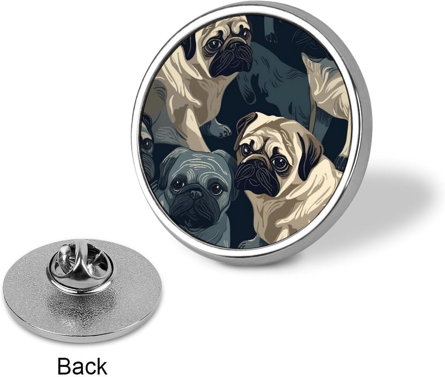 Funny Pug Pattern Round Lapel Pin Cute Funny Enamel Brooch Pins image 3