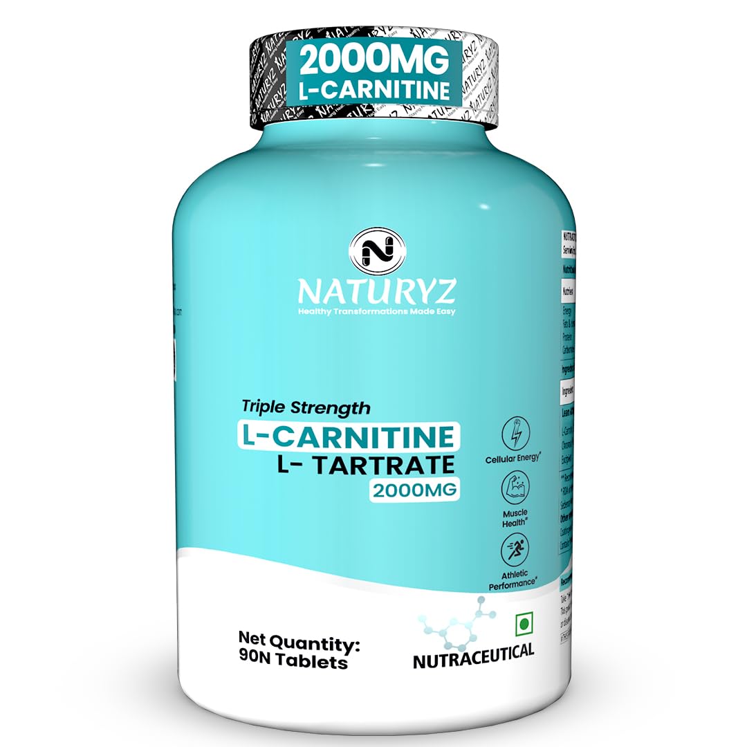 NATURYZ Triple Strength L-Carnitine L-Tartrate 2000MG Converts Fat into  Energy | Cellular Energy & Endurance | Athletic Performance | Cutting  Supplement