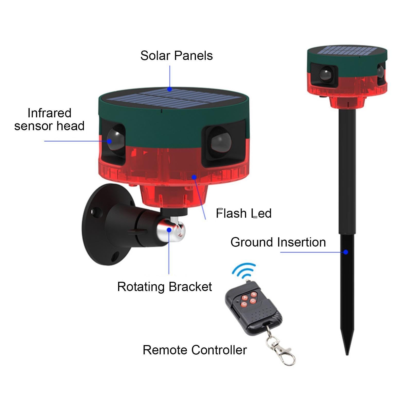 Alarma Detector de Movimiento | Luz Solar LED con Sensor de | Control Remoto - Sonido Fuerte Ajustable de la de Seguridad del Sensor de Movimiento Solar para la Planta de la
