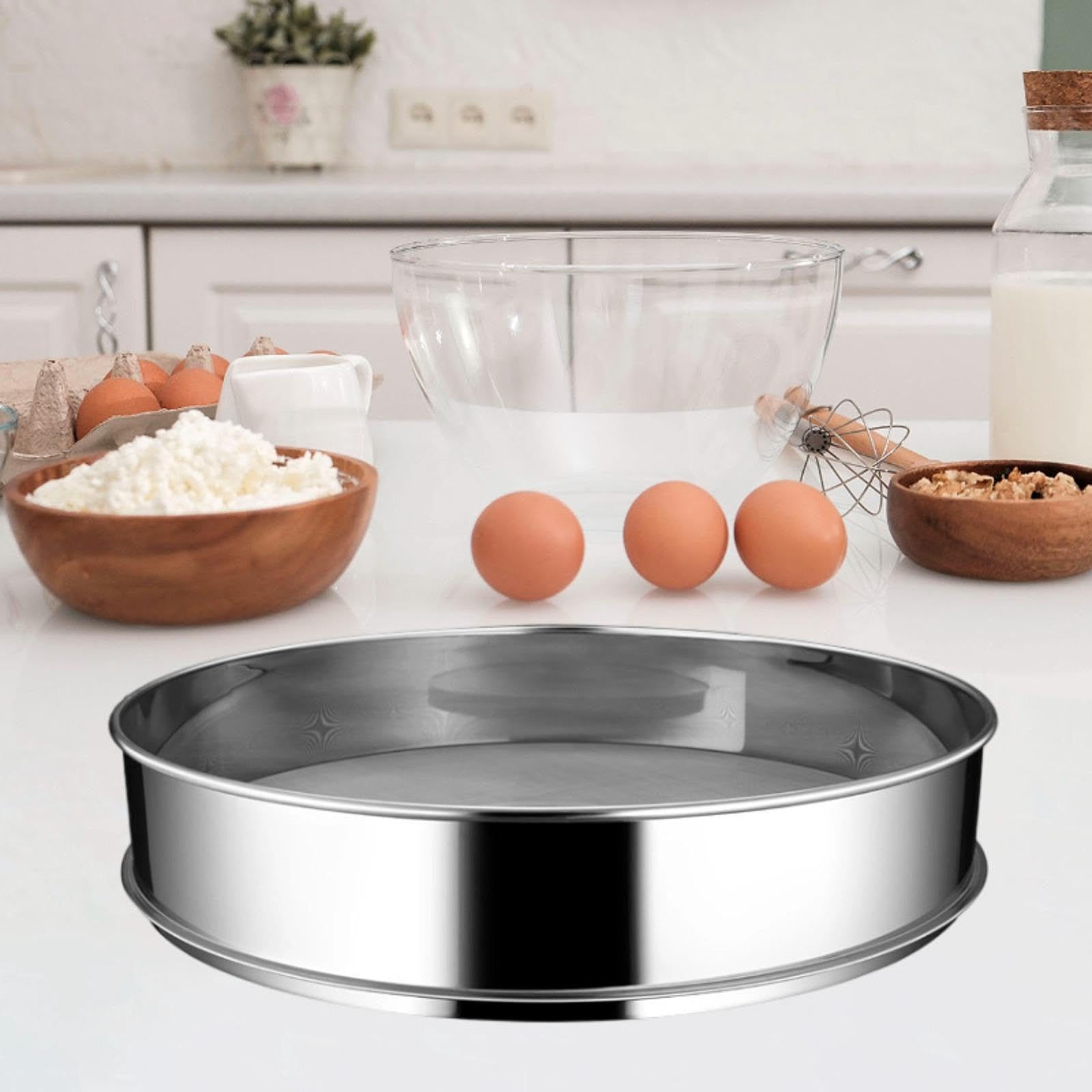 Tamis Fines Mailles Ustensile de Cuisine Sieve Farine Acier Inoxydable Filtration Fine Multifonctionnel Approprié Au Gâteaux, 40cm