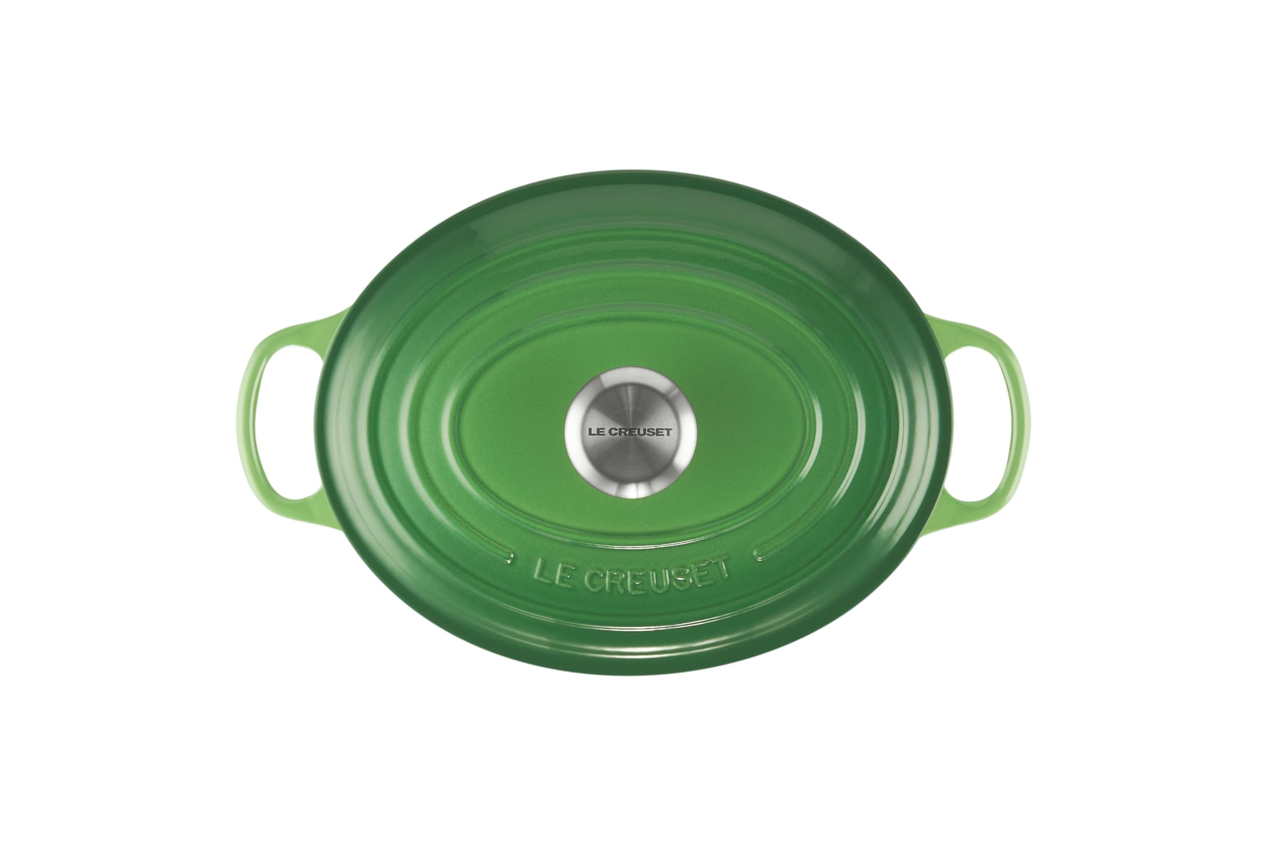 Le Creuset Signature 21178274082430 żeliwna brytfanna z pokrywką, Ø 27 cm, owalna, nadaje się do wszystkich rodzajów kuchenek i płyt indukcyjnych, pojemność: 4,1 l, 4,425 kg, bambus
