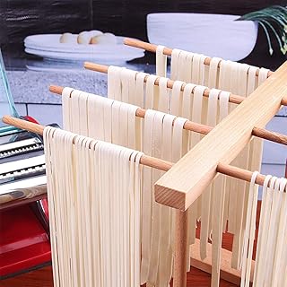 Wooden Pasta Drying Rack Beechwood Noodle Spaghetti Holder Drying Rack with Transfer Wand Easy to Transfer for Drying Pasta and Cooking
