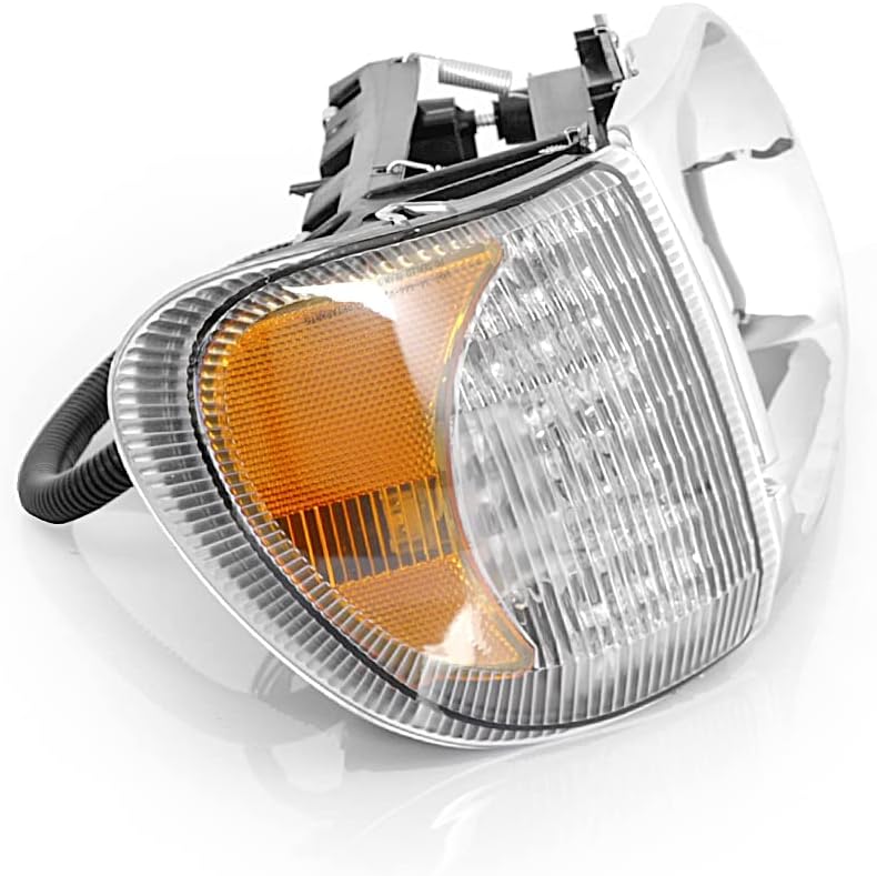 LED Headlights Housing Bases for International 9200 9400 5900, Headlights Assembly with Headlamp Front High and Low Beam Turn Signal Light without LED Corner Lamp Semi Trucks Accessories, A Pair