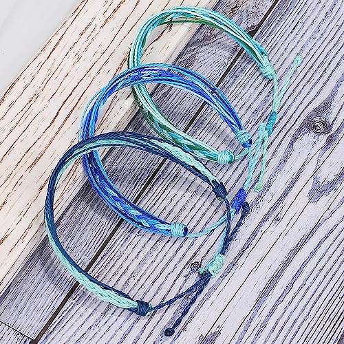 Yfstyle 10Pcs Summer Beach Surfer Wave Bracelets Adjustable Handmade Waterproof Braided String Layered Bracelet For Women Girls Boho Jewelry For Summer #TOP5