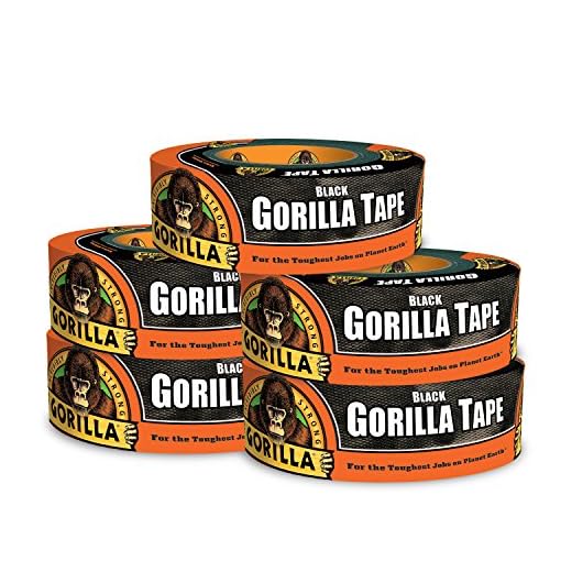 Gorilla Black Duct Tape, 1.88" x 35 yd, Black, (Pack of 5)