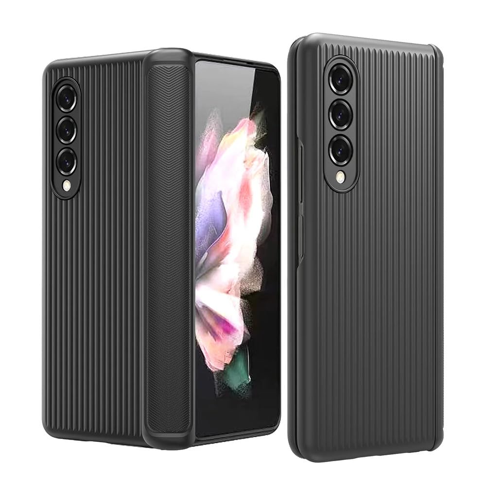 Bisagra Carcasa De Equipaje Membrana Vidrio Templado Incorporado Funda para Teléfono con Pantalla para Samsung Galaxy Z Fold 5 4 3 Funda Protectora, Negro, para Samsung Z Fold4