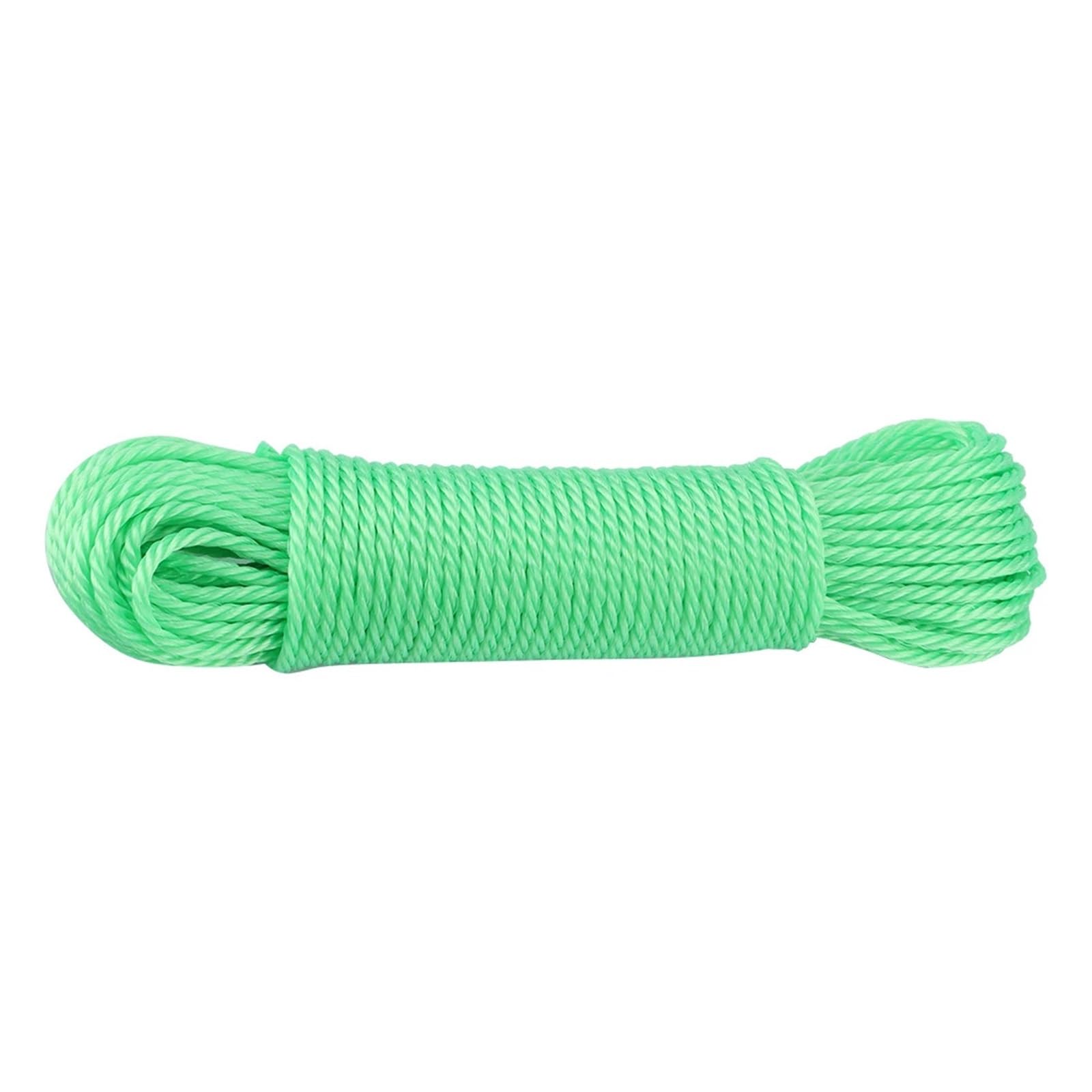 FCfpxwtz Laundry Drying line, Outdoor Washing Line Multicolor 20m Nylon Rope Cord Clothesline(Green)