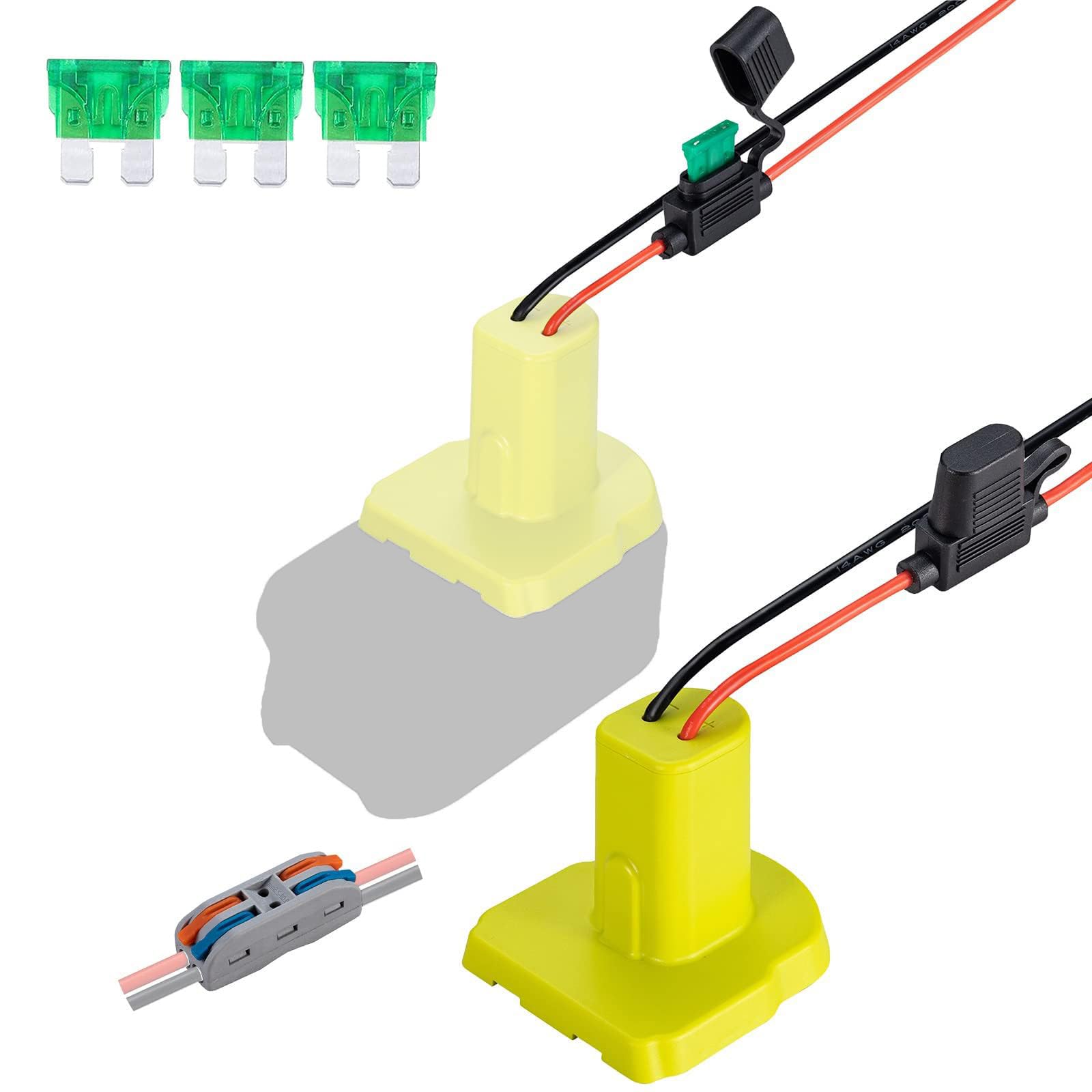 CrivnharPower Wheel Adapter for Ryobi 18V Battery with Fuse & Wire terminals，Power Connector for Rc Car, Robotics, Rc Truck,DIY use, Work with for Ryobi 18V P108 P107 P102 P100 Li-ion & Ni-Cd Battery