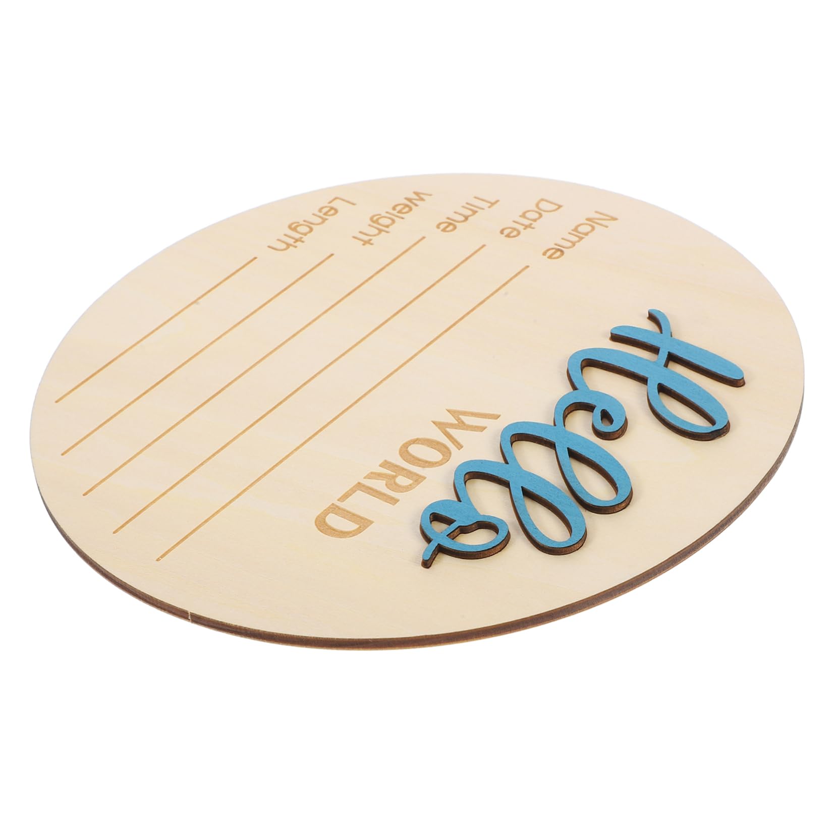 VICASKY Infant Birth Announcement Wooden Sign Newborn Photography Round Shape Baby Name Display