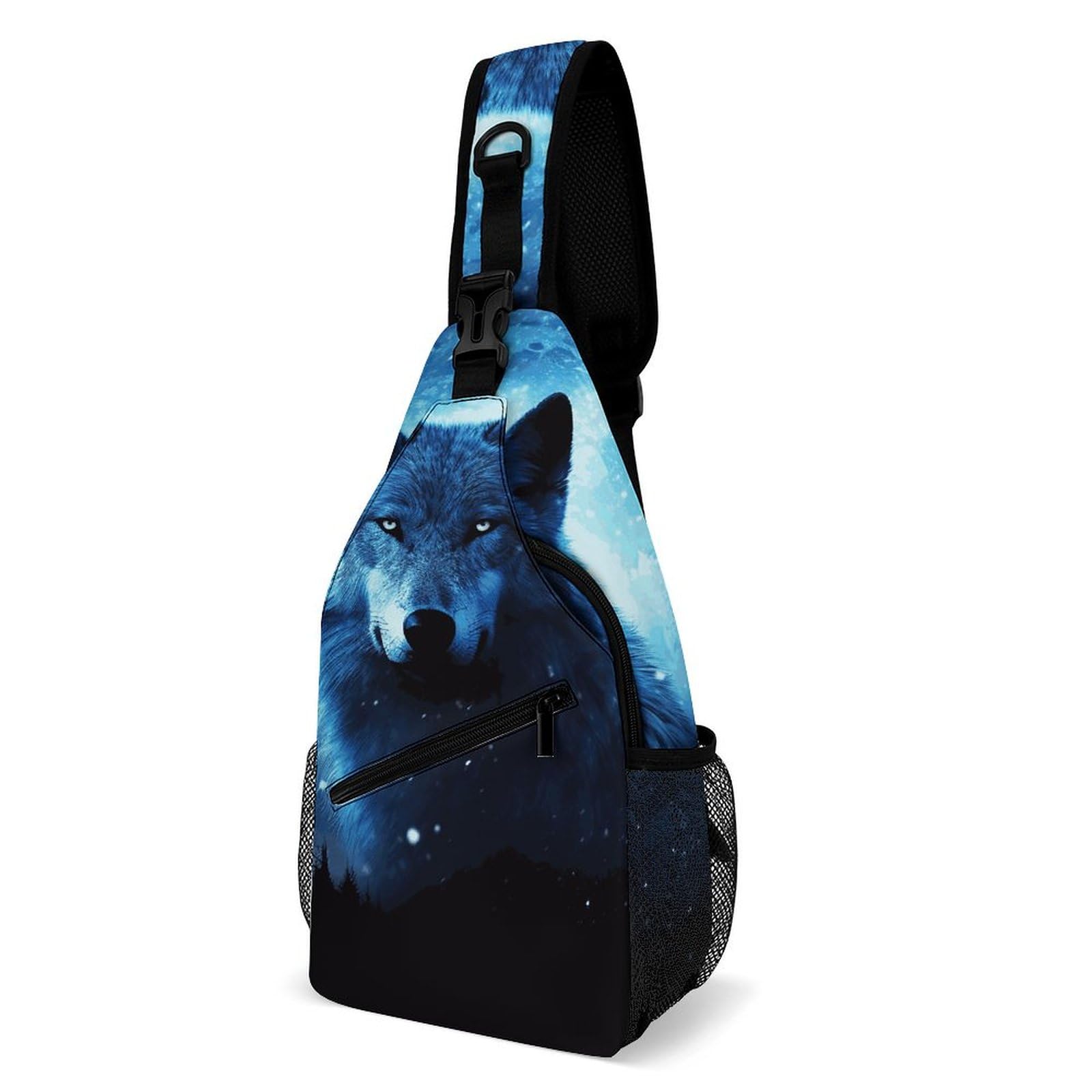 GFLFMXZW Sling Backpack for Women Men Crossbody Chest Bag Fanny Pack Wolfs Sling Bag for Hiking Travel, Wolfs, 38x20cm, Sling Backpacks