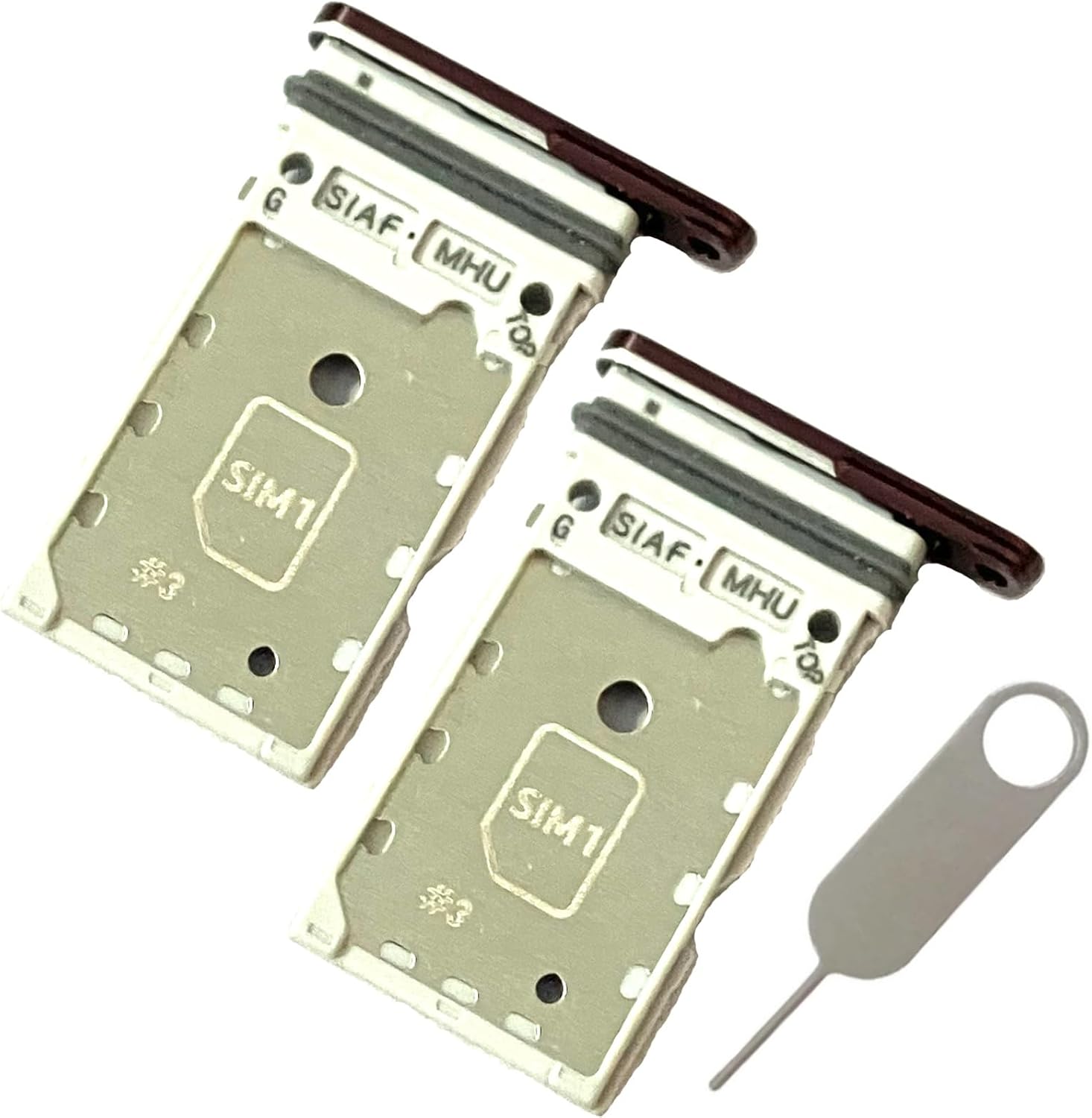 2X Dual SIM Card Tray Slot Holder Replacement for Samsung Galaxy S22 Ultra SM-S908 (Black)