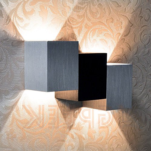 Moderno 6W blanco cálido Led lámpara de Pared, Cuerpo Cúbico de Aluminio Hasta Abajo Lámpara de Pared, Lámpara de Pared Para la Decoración del Dormitorio