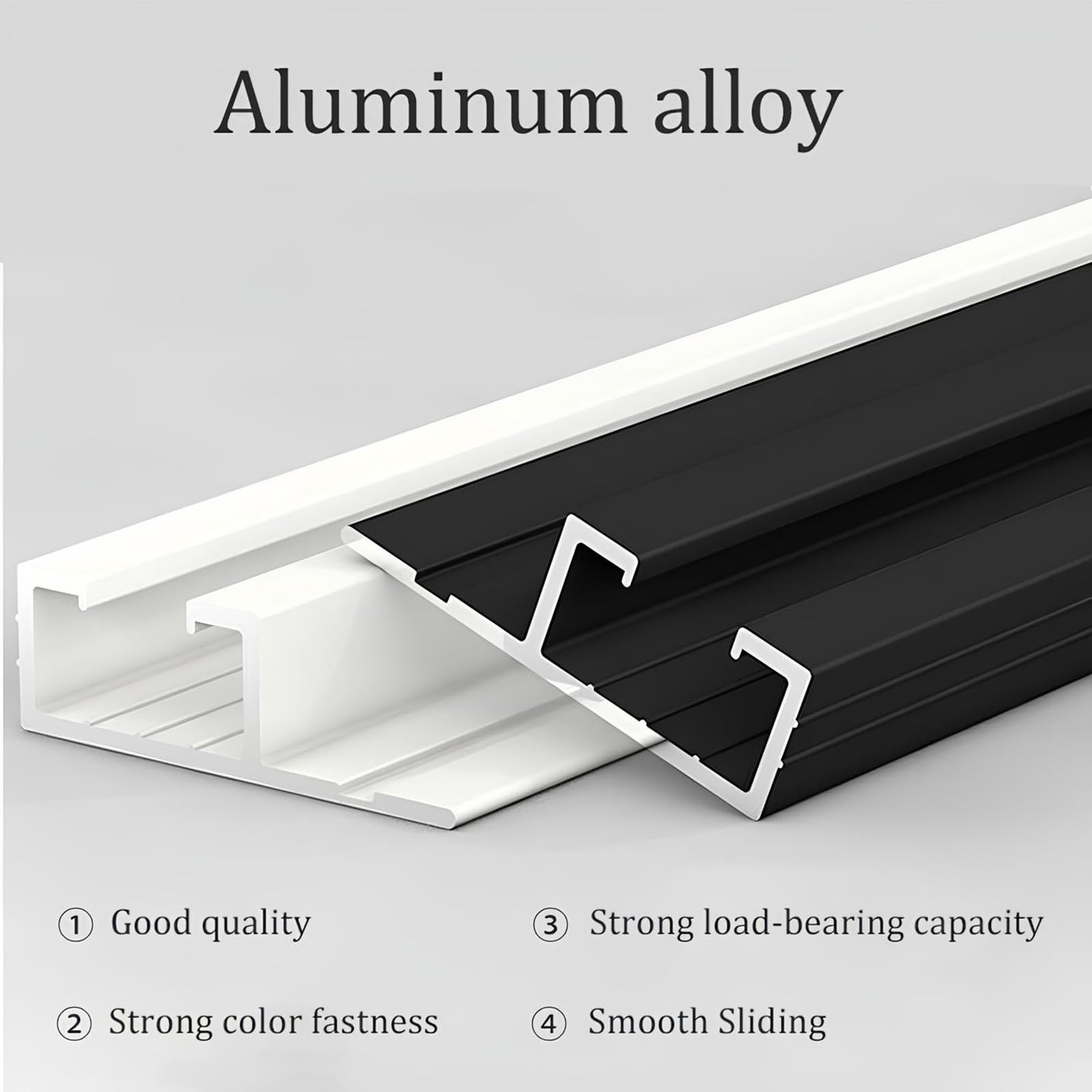Czarny aluminiowy samoprzylepny 1-kanałowy uchwyt do dzielników pomieszczeń, pryszniców i balkonów - 300 cm (9,8 ft) rozwiązanie ścienne/sufitowe do nowoczesnych przestrzeni
