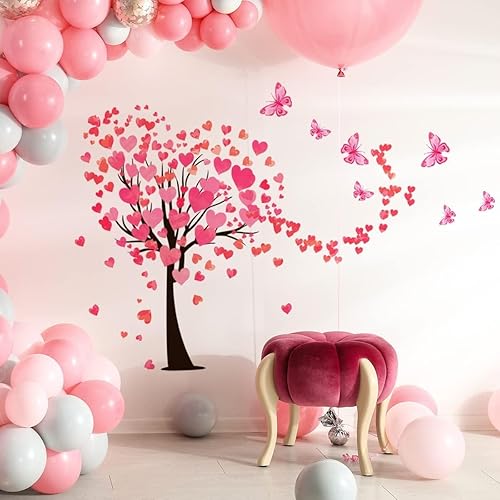 Miniatura 5 de Calcomanías de pared para San Valentín, 53.54 x 40.55 pulgadas, calcomanías de pared de corazón de San Valentín, boda, aniversario, decoración
