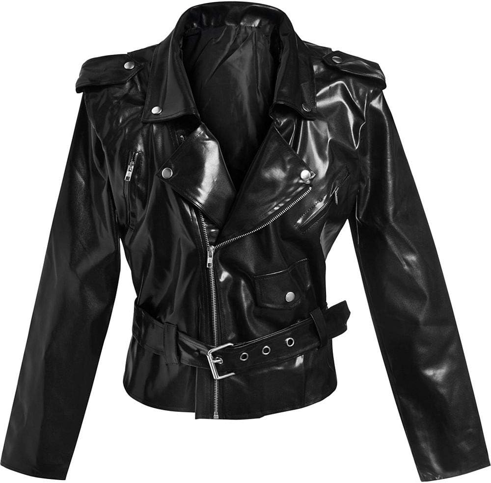 amscan 845530 50s Cropped Leather Jacket | One Size | Party Costume Black : Clothing, Shoes & Jewelry
