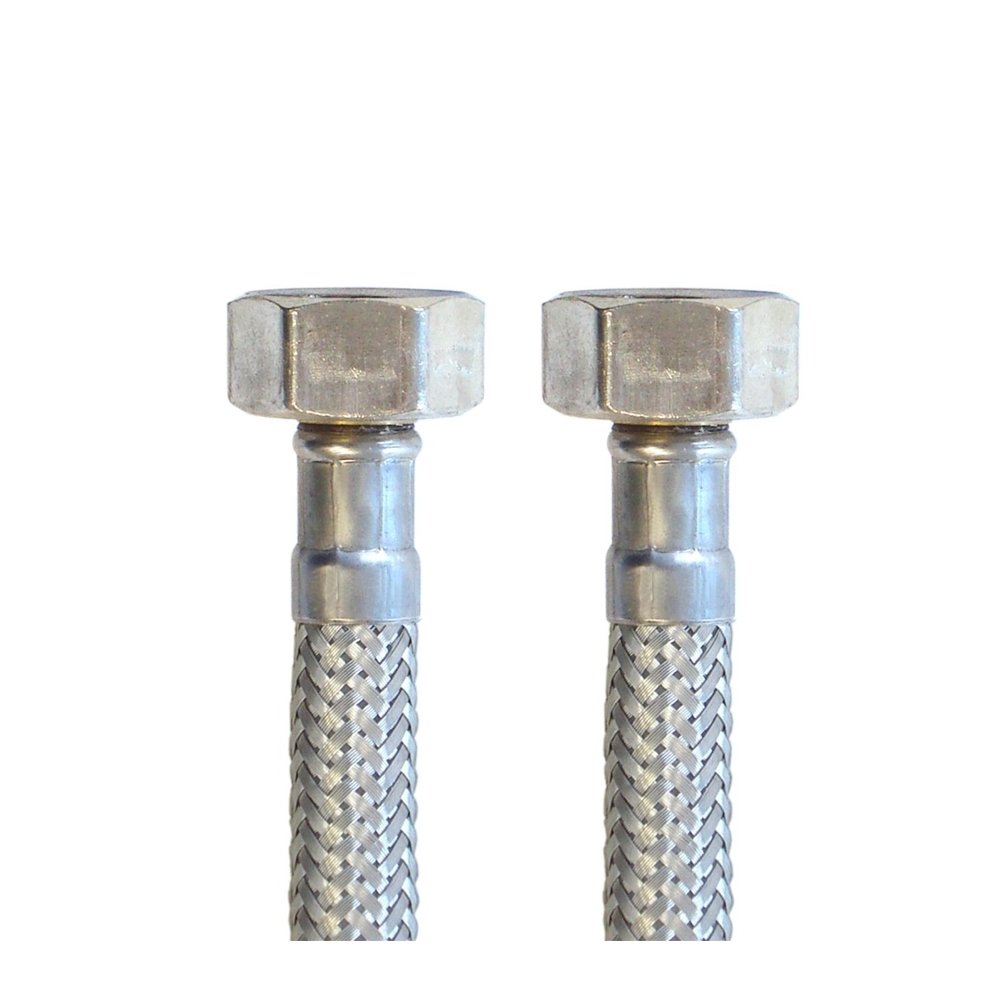 H2O-Flex® Panzerschlauch beidseitig 1/2 Zoll ÜM, Flexschlauch mit 2 x 1/2" Überwurfmutter DN8 für Sanitär Armaturen mit Trinkwasserzulassung 3000mm