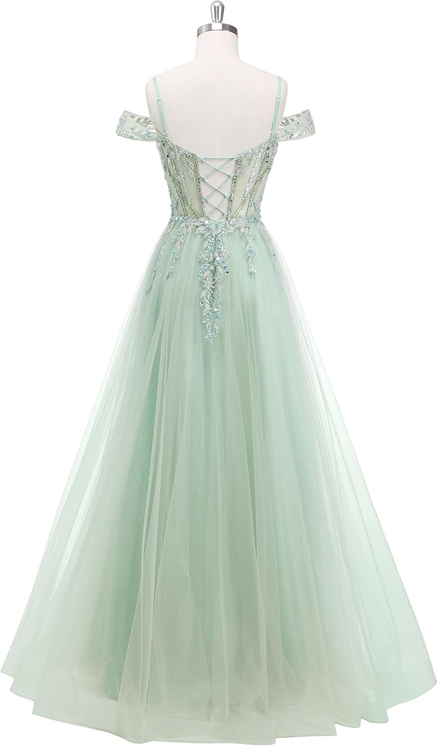 ForElise Beaded Tulle Prom Dresses 2026 Lace Appliques A Line Ball Gowns for Women