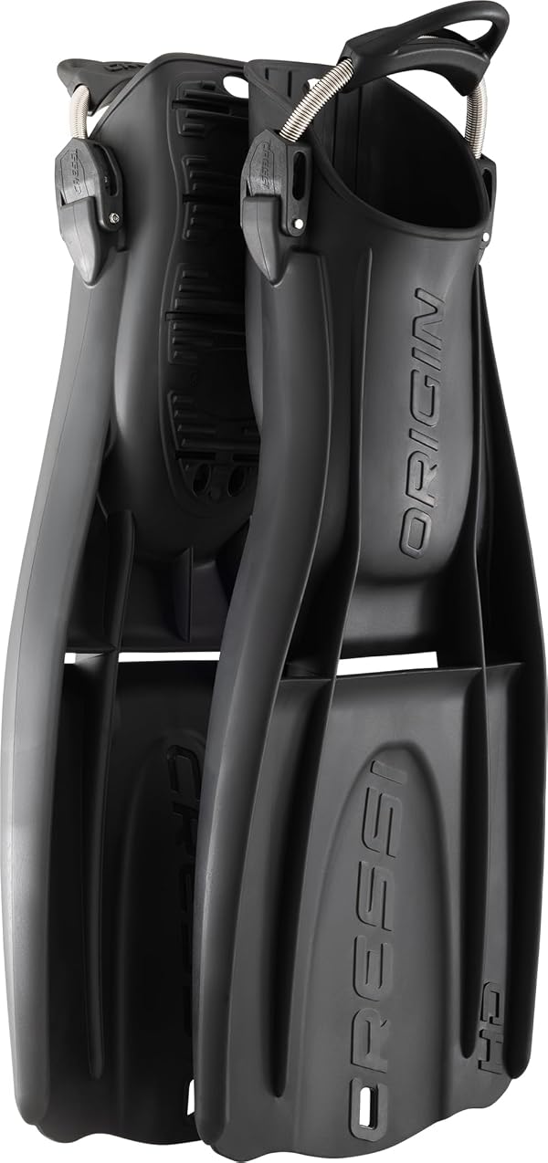 Cressi Origin HD Adjustable Open Heel Fins, Black, L/XL by CRESSI - Used condition - US$138.19