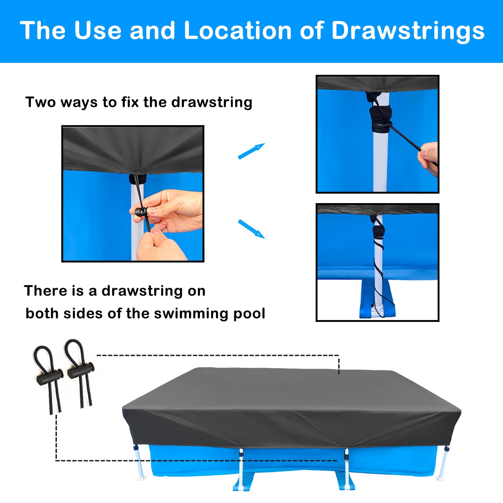 Accessoire Piscine Extérieure Bâche Piscine Rectangulaire 221x150 Cm - Oxford 210D étanche UV - Protection Poussière Et Chaleur Protection Piscine Jardin
