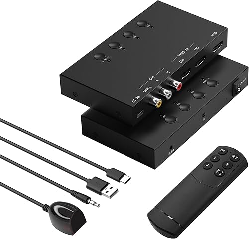 Miniatura 7 de Conmutador HDMI y AV 2 en 1 – Juega PS5 y juegos retro en 1 TV, 3 HDMI 2.0 (4K HDR) + 2 entradas RCA – Compatible con Xbox Series