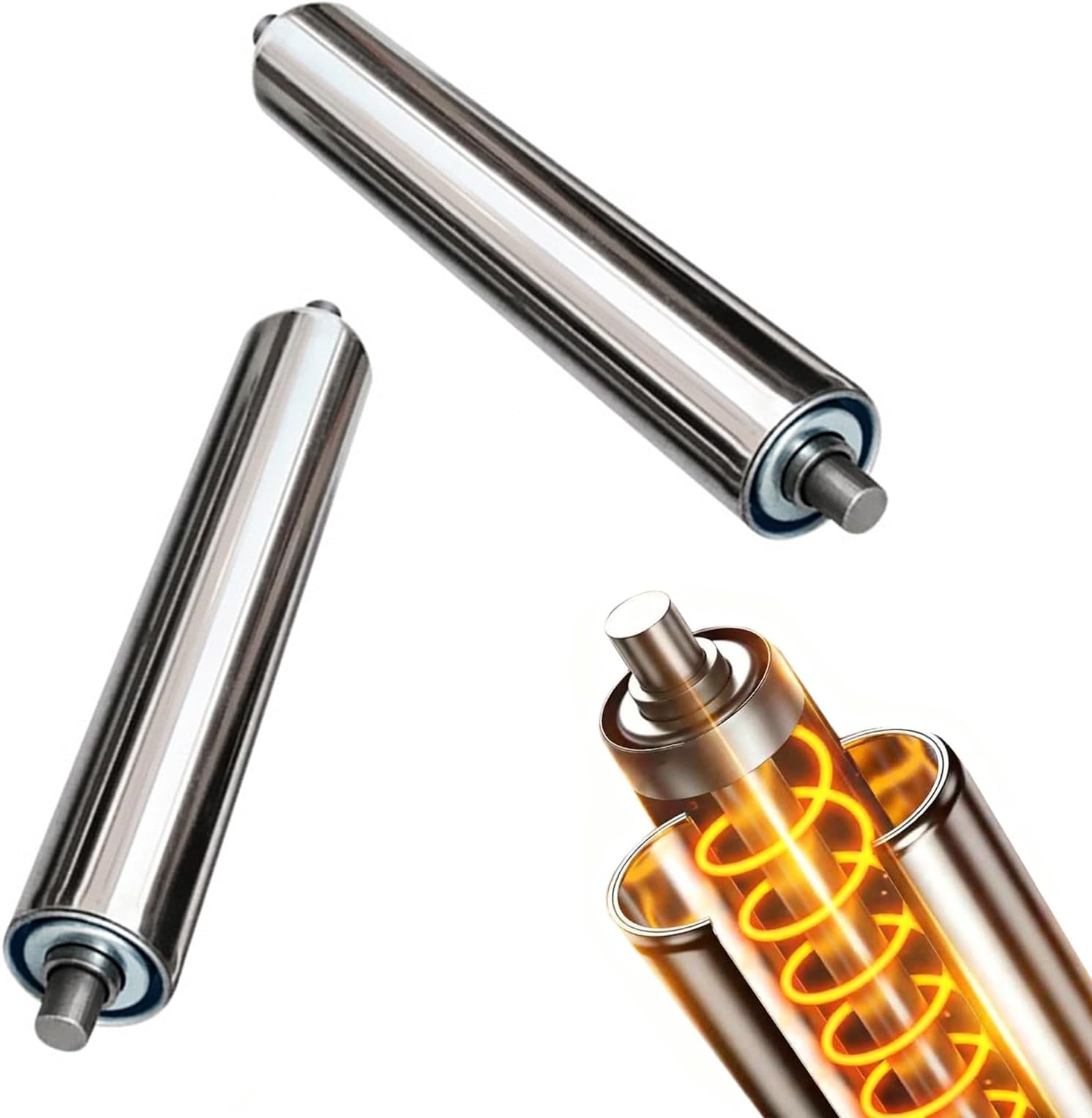 Spring Loaded Rollers for Coyote Fence 2 Pack, 50 48 40 36 32 30 28 25 24 22 21 20 18 17 16 15 14 13 12 10 Inch, 120 110 100 90 80 70 60 50 CM(Dia 1 1/2"/38mm,L 20in/508mm)