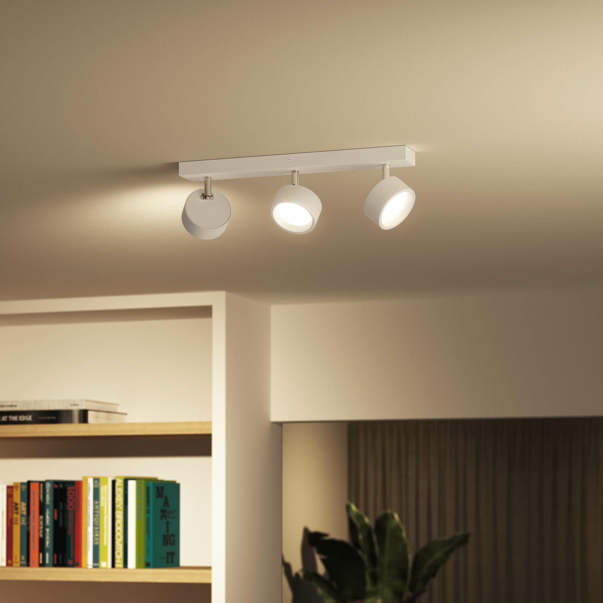 Philips Barra de Iluminación Bracia, con 3 Focos 5.5W, 550 lm, Luz Blanca Cálida, 2700k, Blanco