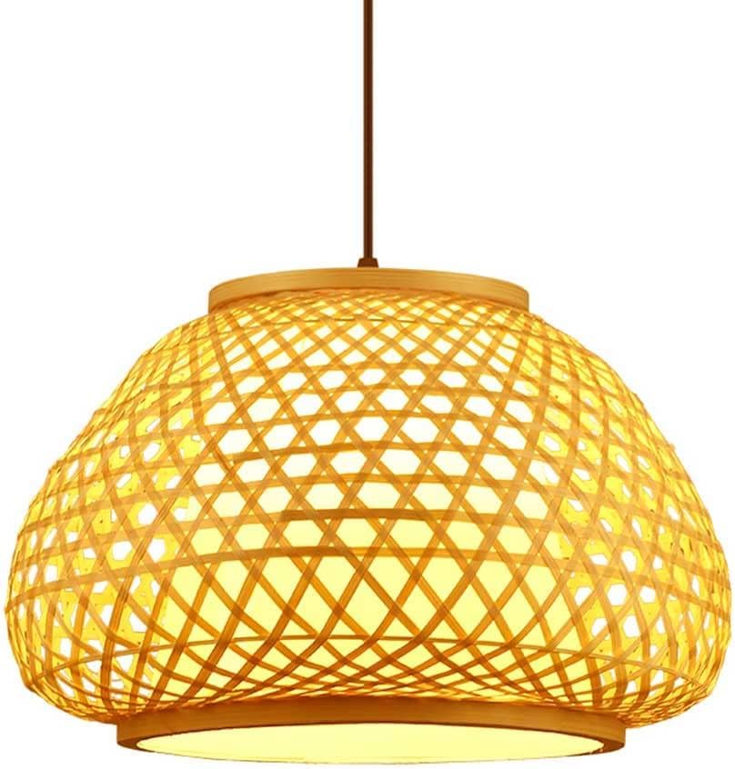 Lámpara de mimbre colgante estilo retro japonés y bohemio para techo de comedor