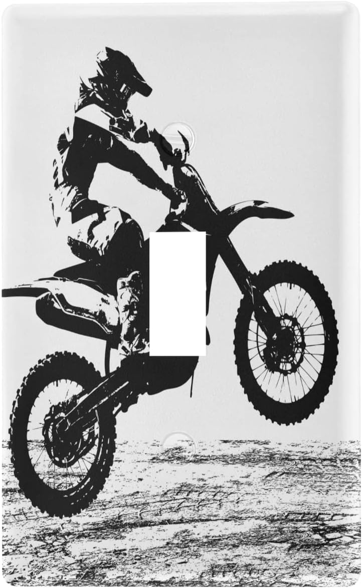 xigua Toggle Light Switch Wall Plate Cover - Motocross Rider Light Switch Cover Decorative Outlet Cover Wall Plate, Size 1-Gang 4.53" H x2.76”