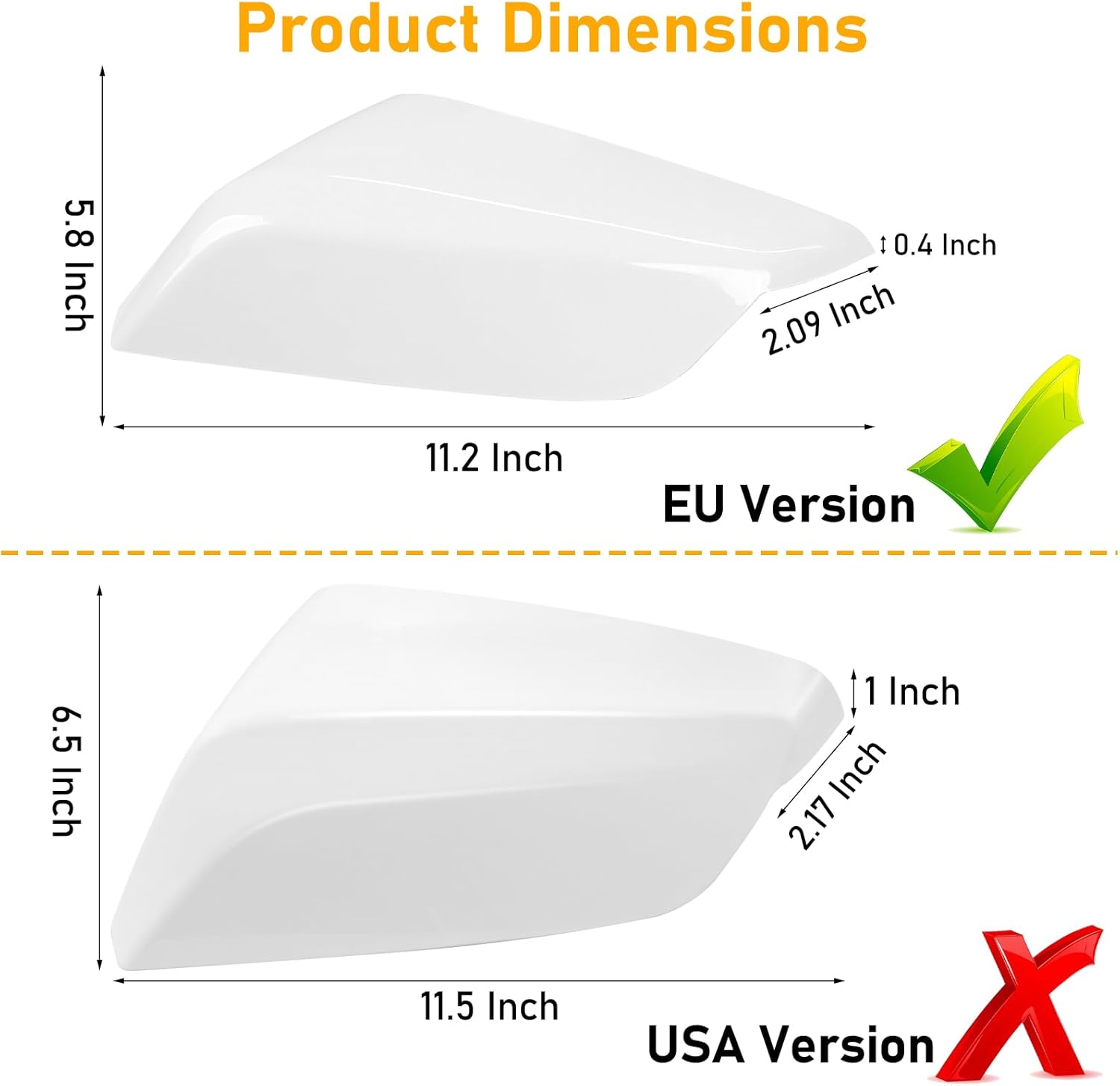Compatible with Chevy Malibu Mirror Cover 2017-2021,Left Driver & Right Passenger Side,9th Gen Malibu Mirror Caps Replacement for 84026842 84026841,Super White,1 Pair