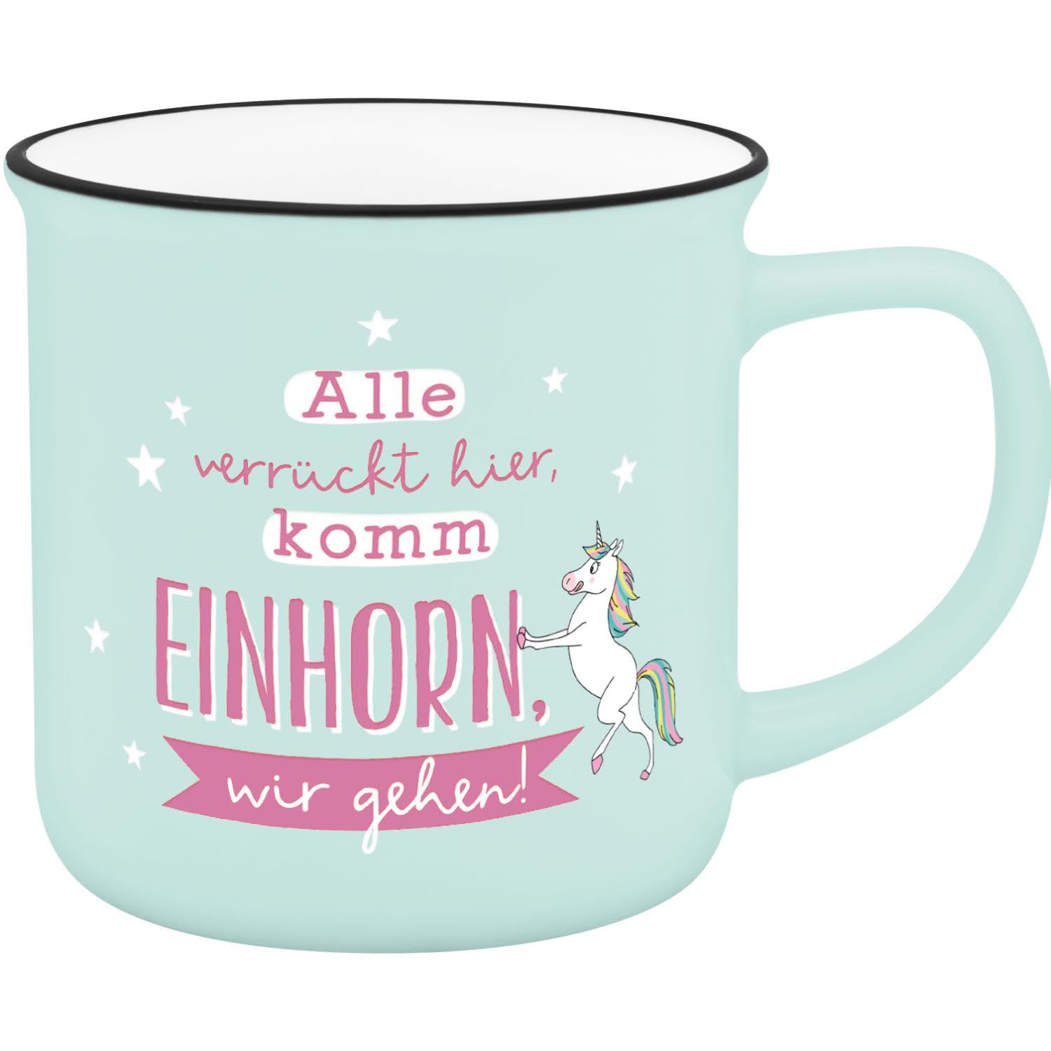 GRUSS & CO Mug with Unicorn Motif | Favourite Mug Made of New Bone China Porcelain, Enamel Look, Black Drinking Rim, 35 cl | Friendship Gift | 74665