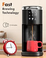 Vista 5 de Kismile Single Serve Coffee Maker, 2 in 1 Pod Coffee Maker Machine for K-Cup & Ground, 6 to 14oz Brew Sizes, 40oz Removable Water Reservoir, LCD