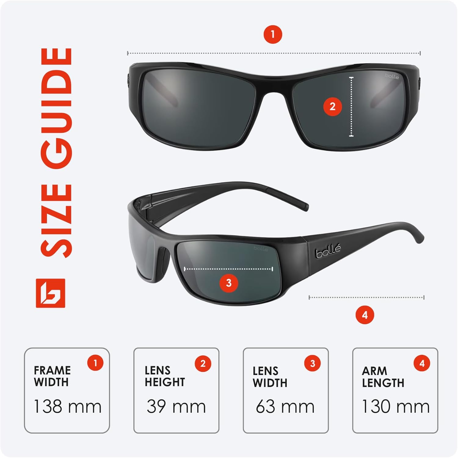 bollé King 63MM Wrap Around Sunglasses for Men for Women +BUNDLE with ACCESSORY EYEWEAR KIT