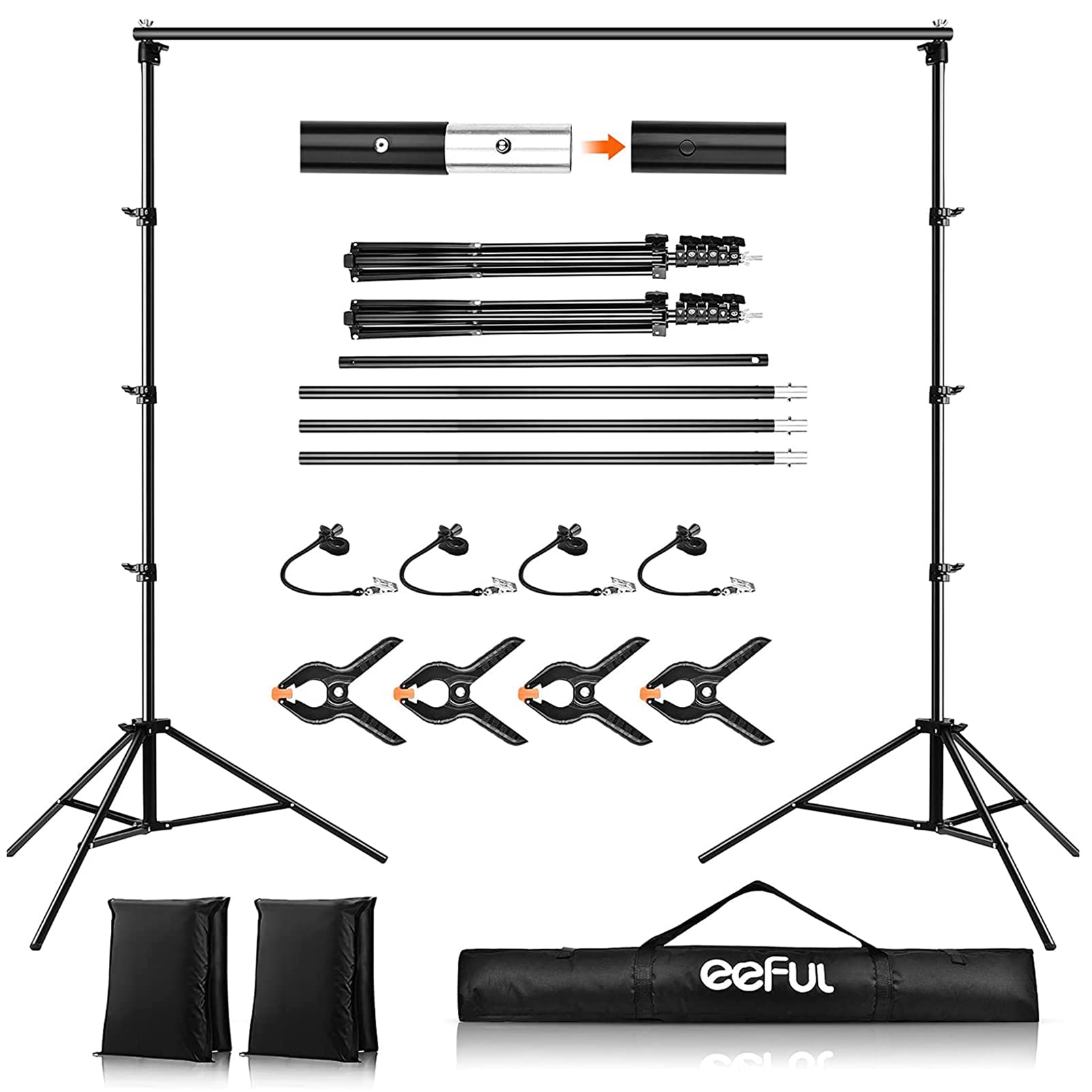 HABOKE Photo Studio Backdrop Stand Support System, 8.5'(H) X 10.8'(W) Multi-Functional Portable Heavy-Duty Metal Background Stand For Outdoor Activities Wedding Birthday Party Banquet Decorations